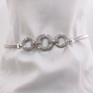 Elegant Silver Belt with Crystal Accents
